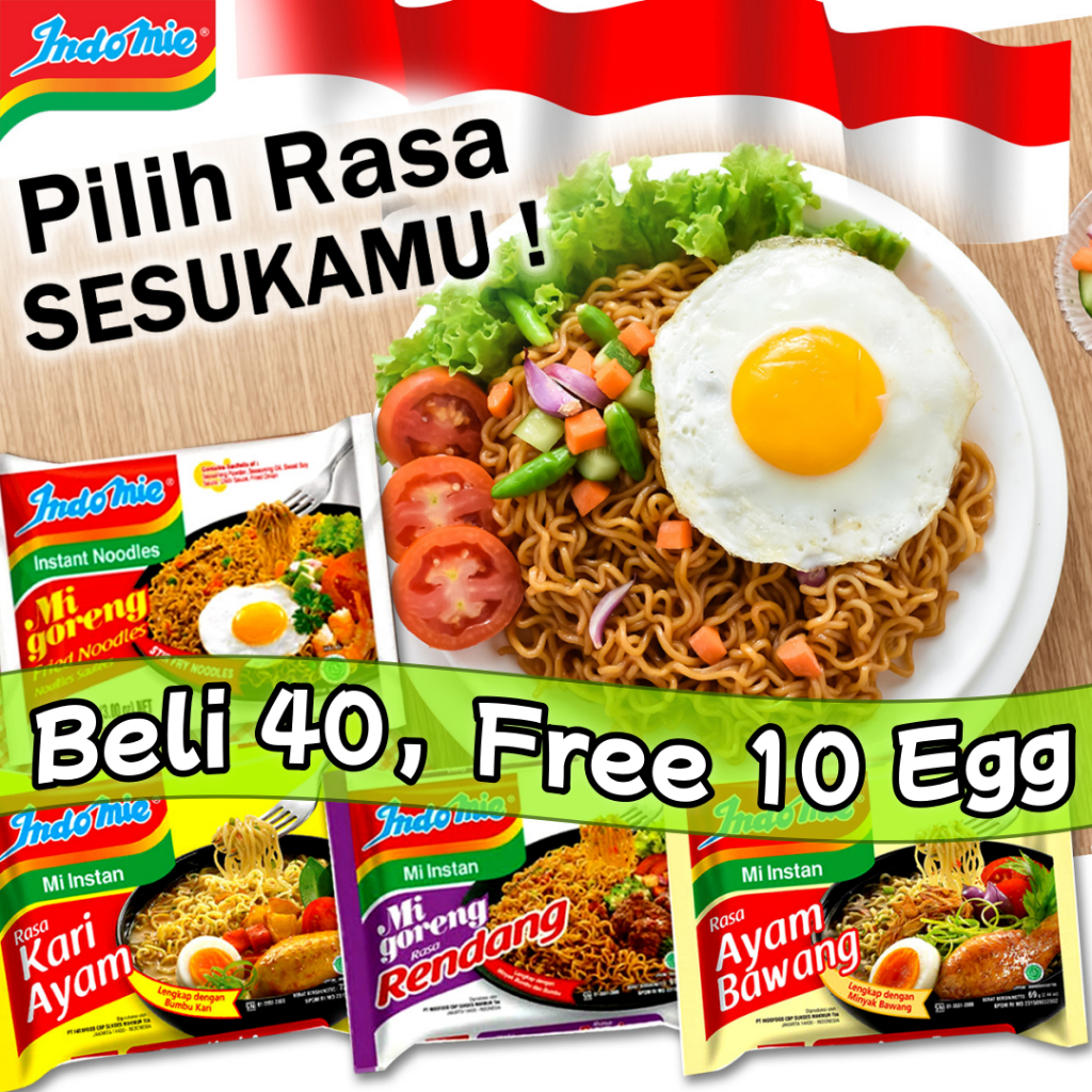 

【Beli 40,Free 10 Egg】Indomie | Indomie Rendang/Indomie goreng/Indomie Kari Ayam/Indomie Ayam Bawang