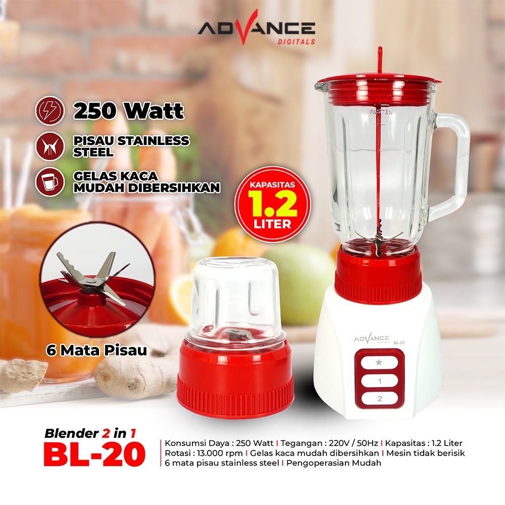 BLENDER ADVANCE BL 2 / BLENDER JUS / BLENDER BUAH / BLENDER KACA MULTI FUNGSI 3 IN 1 / BLENDER ADVAN