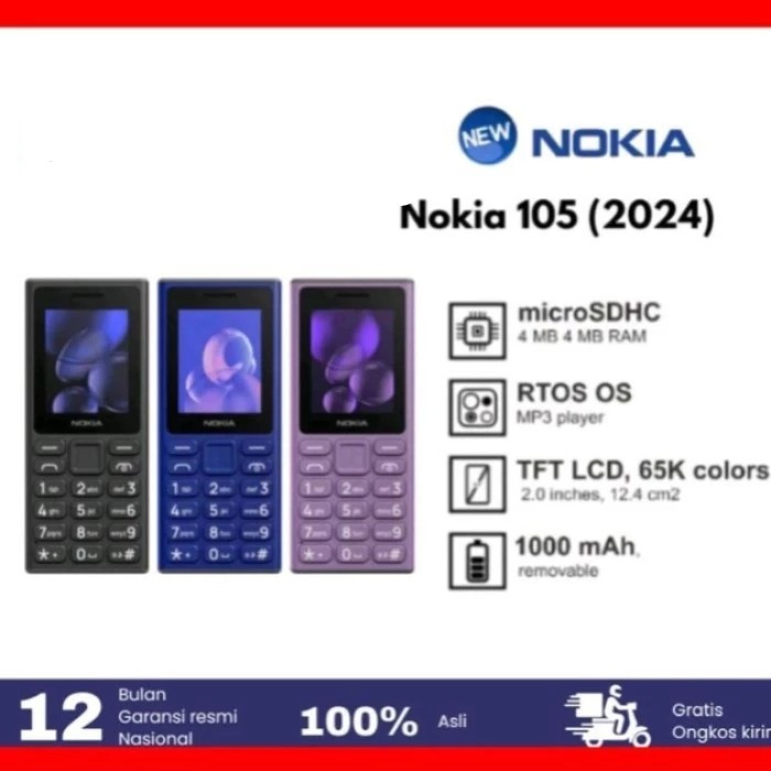 [ Hape ] Nokia 105 Fox - Garansi Resmi - Hp Nokia 105 2024
