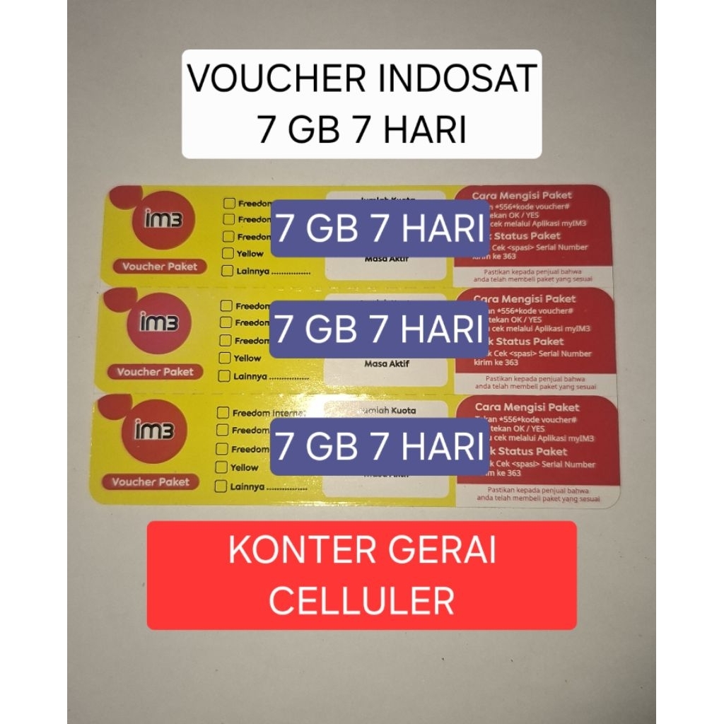 VOUCHER INDOSAT 7 GB 7 HARI