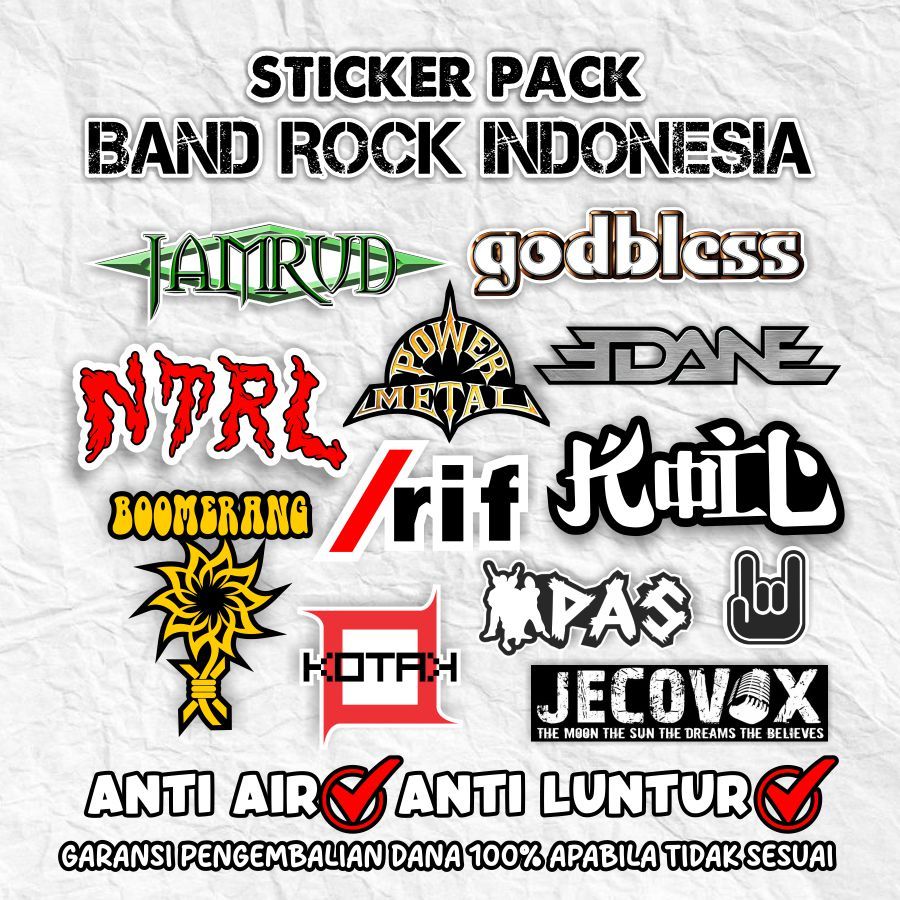 

Sticker Pack Band ROCK INDONESIA | stiker estetik stiker pack stiker motor stiker laptop stiker Helm band rock | Sticker Band Rock Star Sticker pack Band Rock Indo sudah terpotong anti air anti Luntur