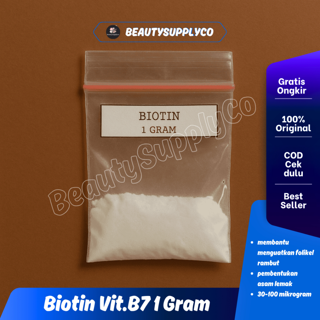 Biotin 1 gram / Vitamin B7 / Vitamin H / Bahan perawatan kulit rambut