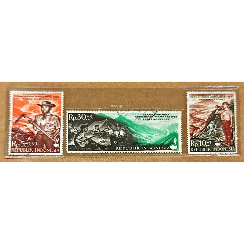 

(BA) PRANGKO INDONESIA 1968 PRAMUKA / SCOUT 3V COMPLIT SET USED.