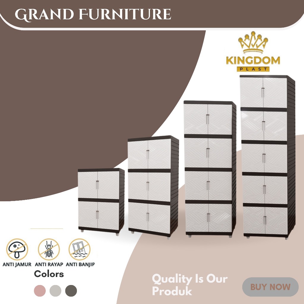 [READY STOCK] KINGDOM PLAST VIRUS LEMARI PLASTIK JUMBO 5 SUSUN LEMARI PAKAIAN MINIMALIS CABINET SERB