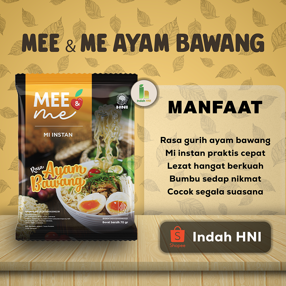 

MEE & ME AYAM BAWANG HNI HPAI – Mi Instan Rasa Ayam Bawang | Praktis, Lezat & Halal | Isi 70g per Bungkus