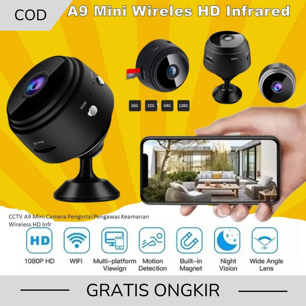 Wireless A9 Mini Camera Wifi HD 1080P Mini/ CCTV Wifi/ CCTV Mini Tersembunyi Tanpa Kabel