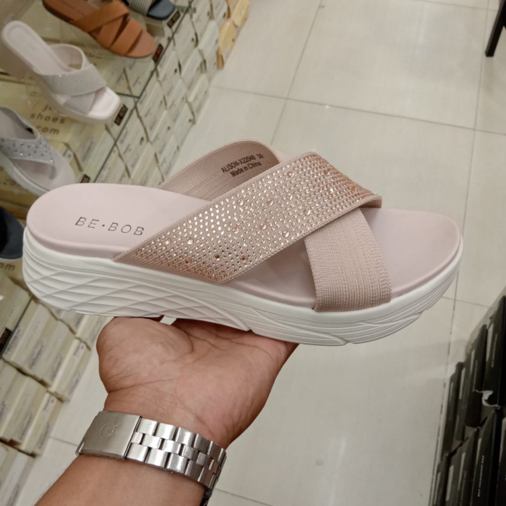 BE BOB SANDAL WANITA MOTIF TALI SILANG BLING BLING