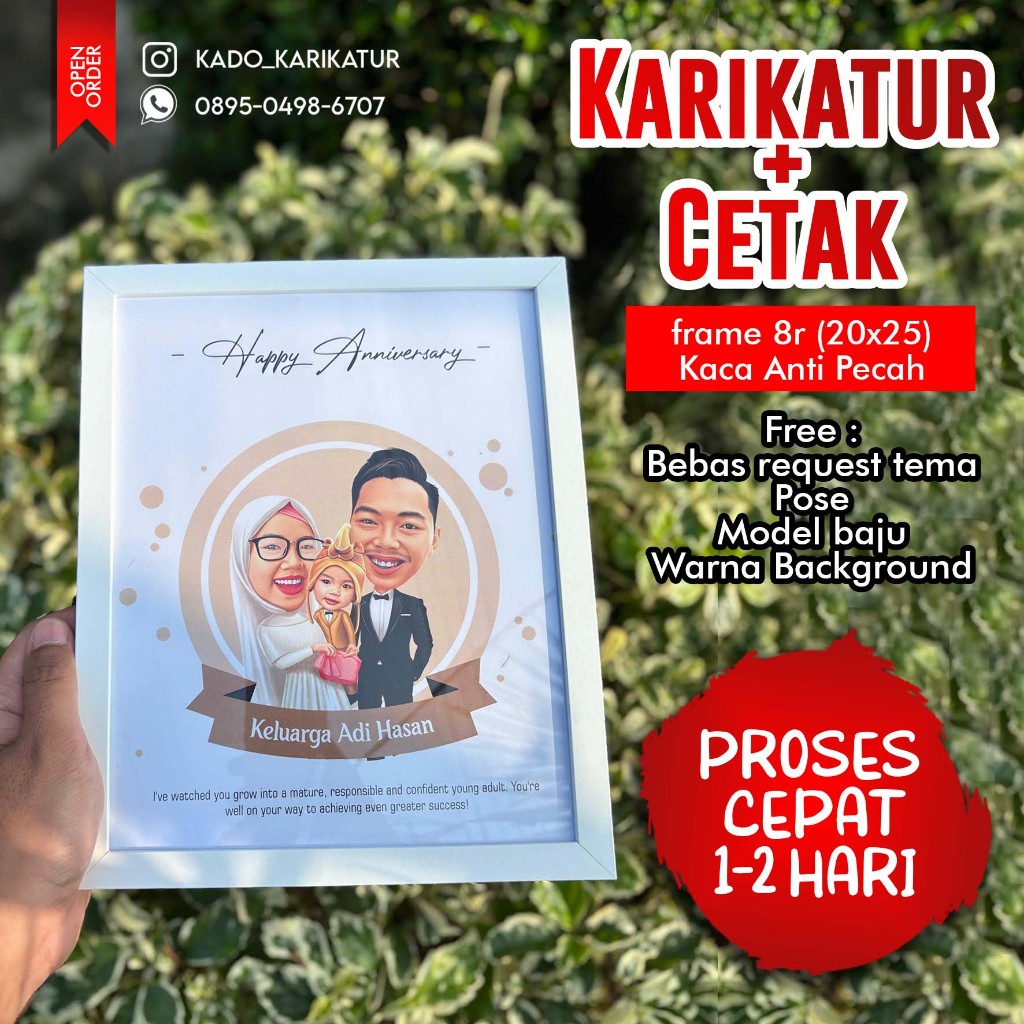 KARIKATUR CUSTOM CETAK FRAME KACA AKRILIK
