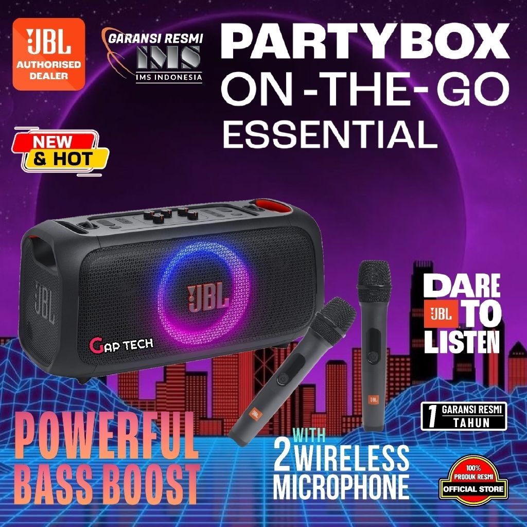 JBL Partybox On The Go Essential / On-The-Go Essential Portable Party Speaker with Built-In Lights a