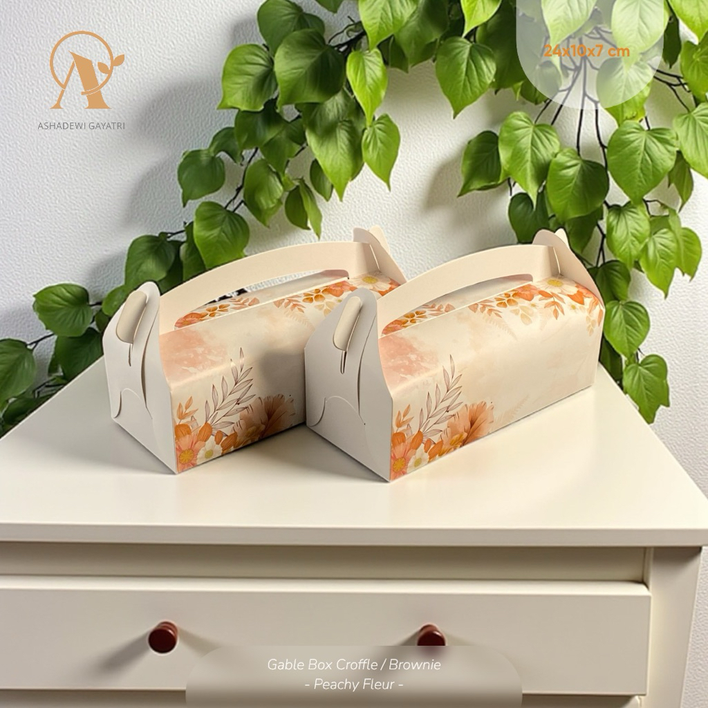

Ashadewi Gayatri - Gable Box Peach Fleur : 24x10x7 cm / Ivory / hampers / box lebaran / box toples kue