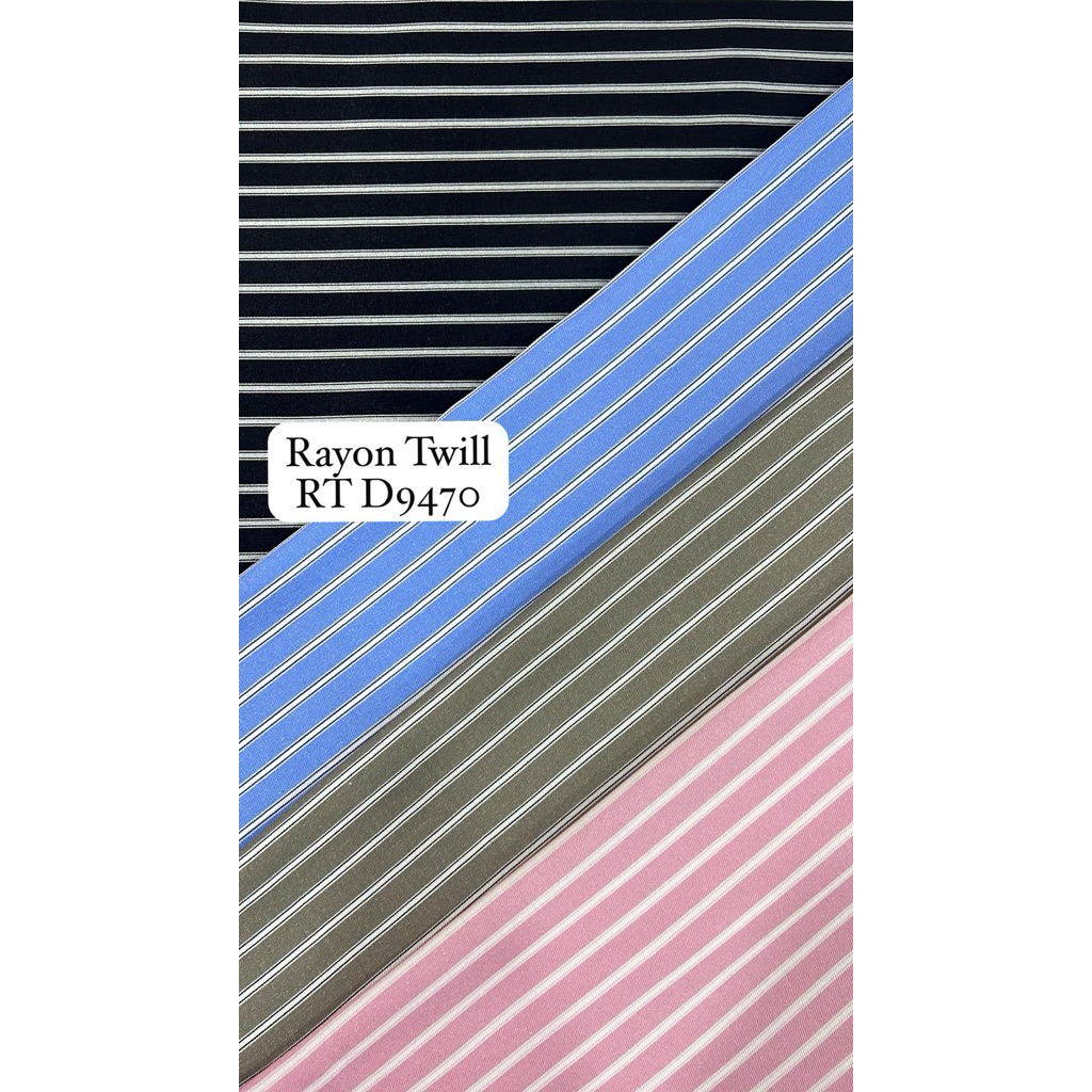 NEW:kain katun rayon twill premium motif salur kecil-lebar kain 150cm-warna mewah dan elegan-adem-10