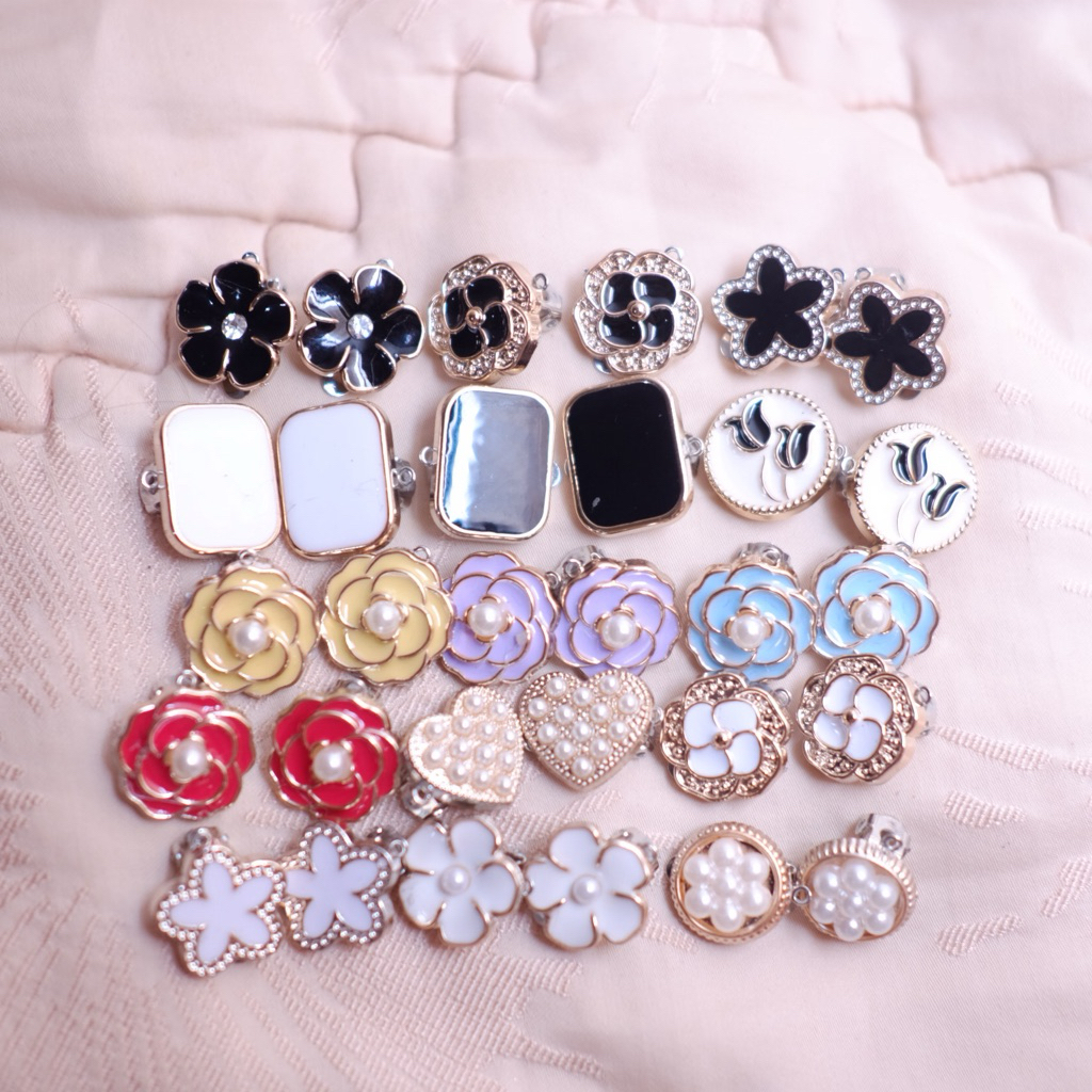 (2) RETNORETNO Anting Jepit Hijab Tanpa Tindik | Klip Ring Cantik untuk Wanita Berhijab