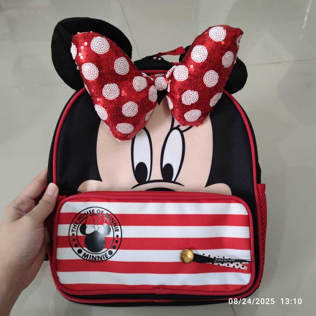 REAL PICT‼️Tas Ransel Minnie Mouse Disney Backpack Kecil Anak TK Paud SD Original