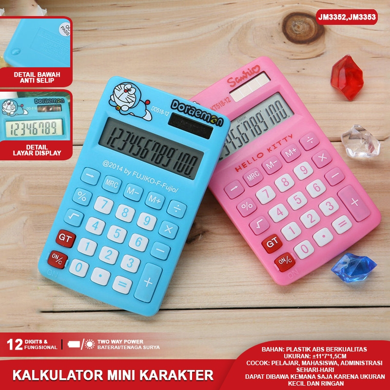 

Kalkulator Meja/Calculator Office (12 Digit)/Kalkulator Mini Karakter Hello Kitty&Doraemon