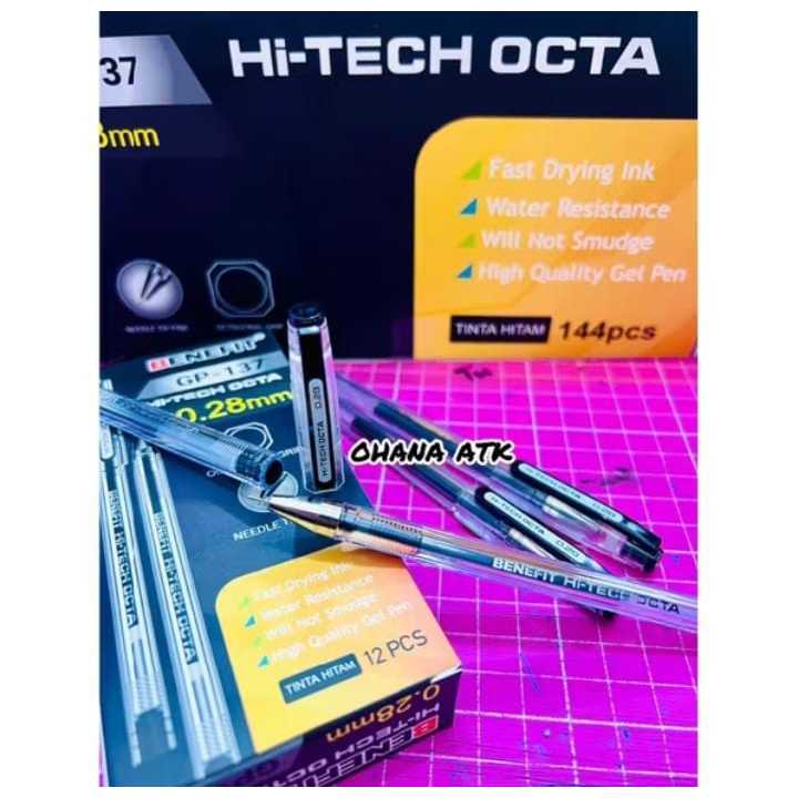 

( 1 PACK ) Pulpen/Gel Pen Hi-Tech H BENEFIT PERSEGI GP-137 0,28 mm BENEFIT KENKO