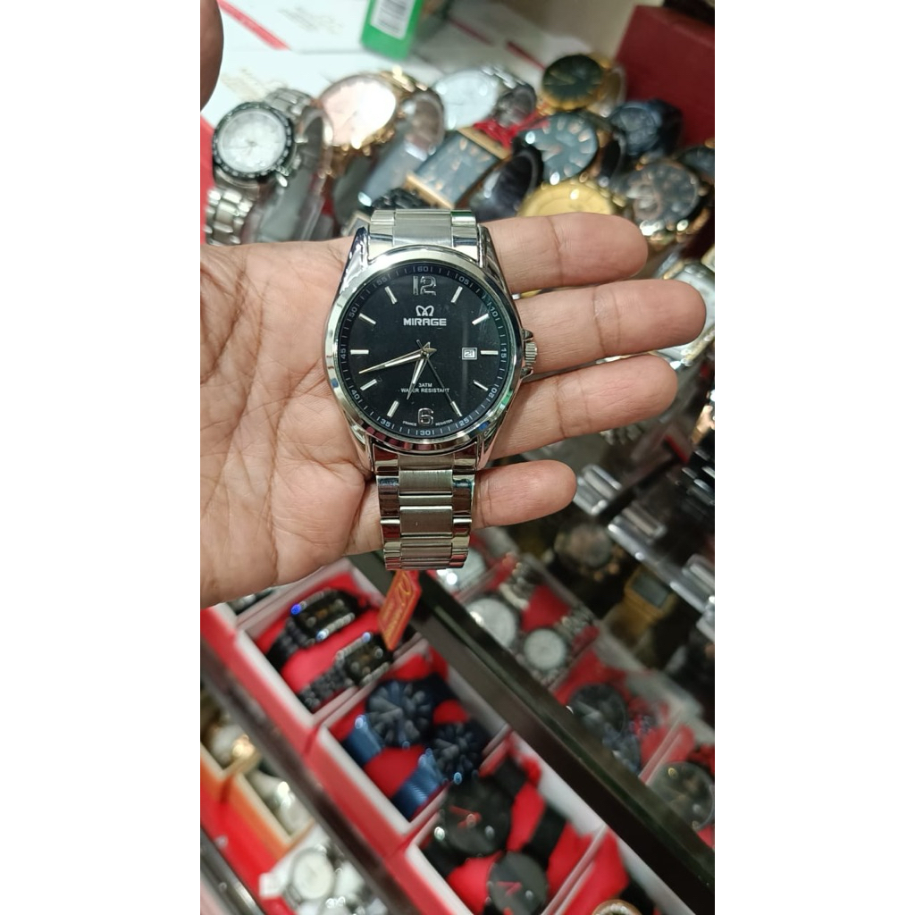 Jam Tangan Pria Analog Mirage  8710 Silver Original Stainless