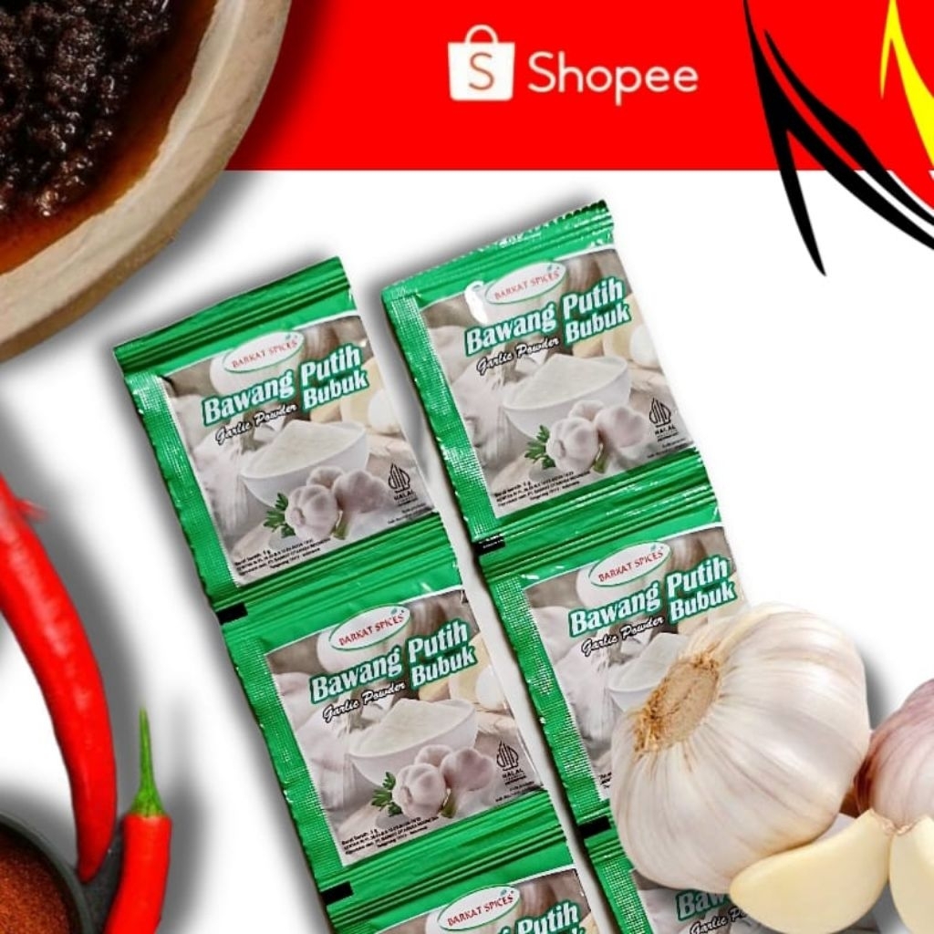 

Bawang Putih Bubuk Asli Barkat Garlic Powder 1 Renceng Isi 12pc