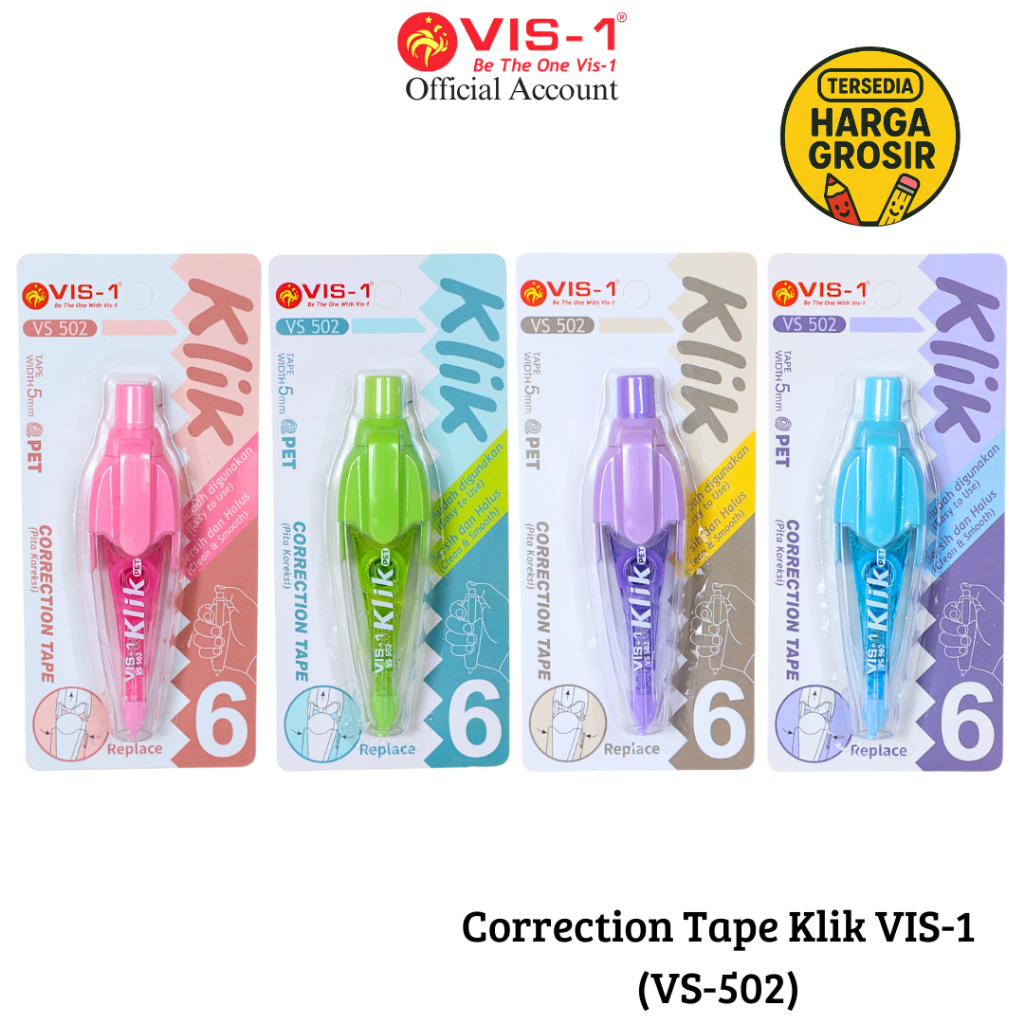 

VIS-1 Correction Tape Klik VS 502 / Tipe Ex Kertas / Stipo Kertas / Tipex