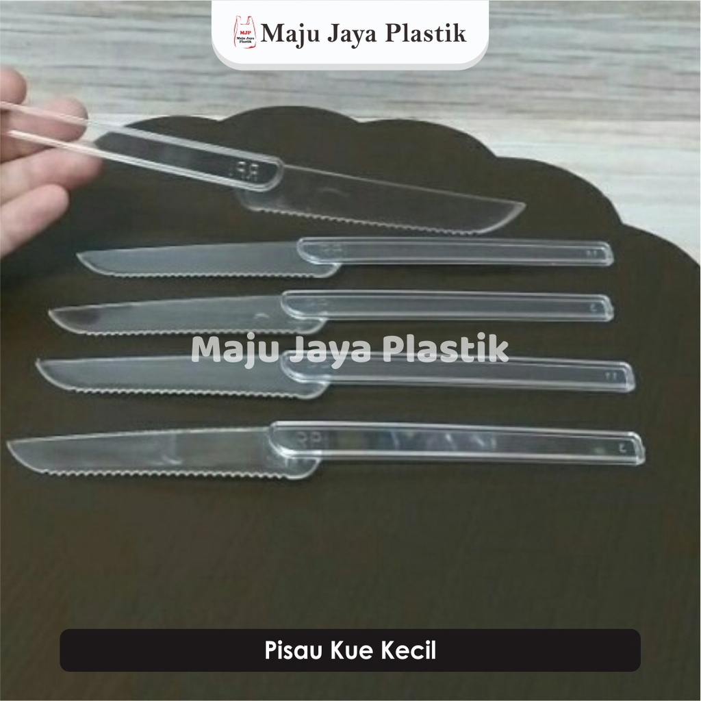 (Isi 100pc) Pisau Plastik Kue Brownies Kecil Pisau Roti Cake Tart Hitam Bening Putih