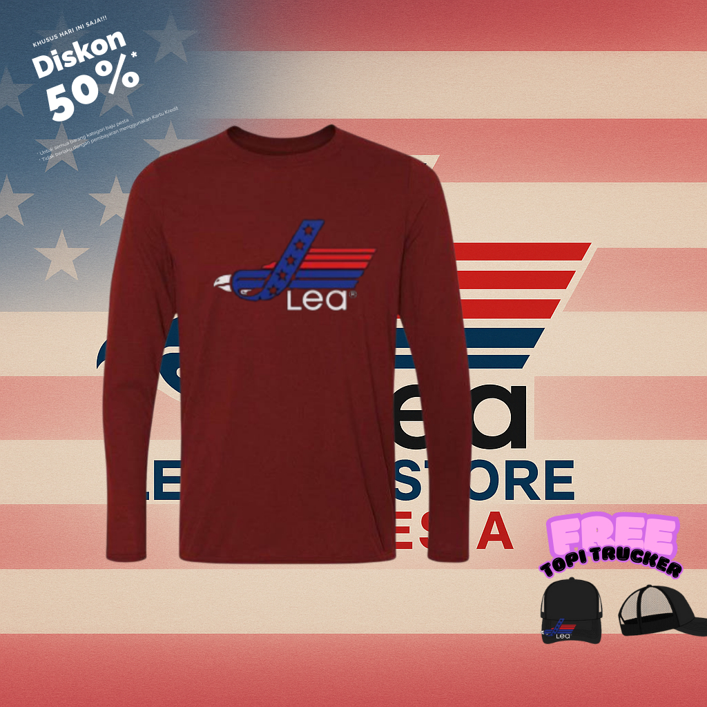 Kaos Lea Original Cotton Combed 24s – Lengan Panjang | Free Topi | COD | Free Ongkir