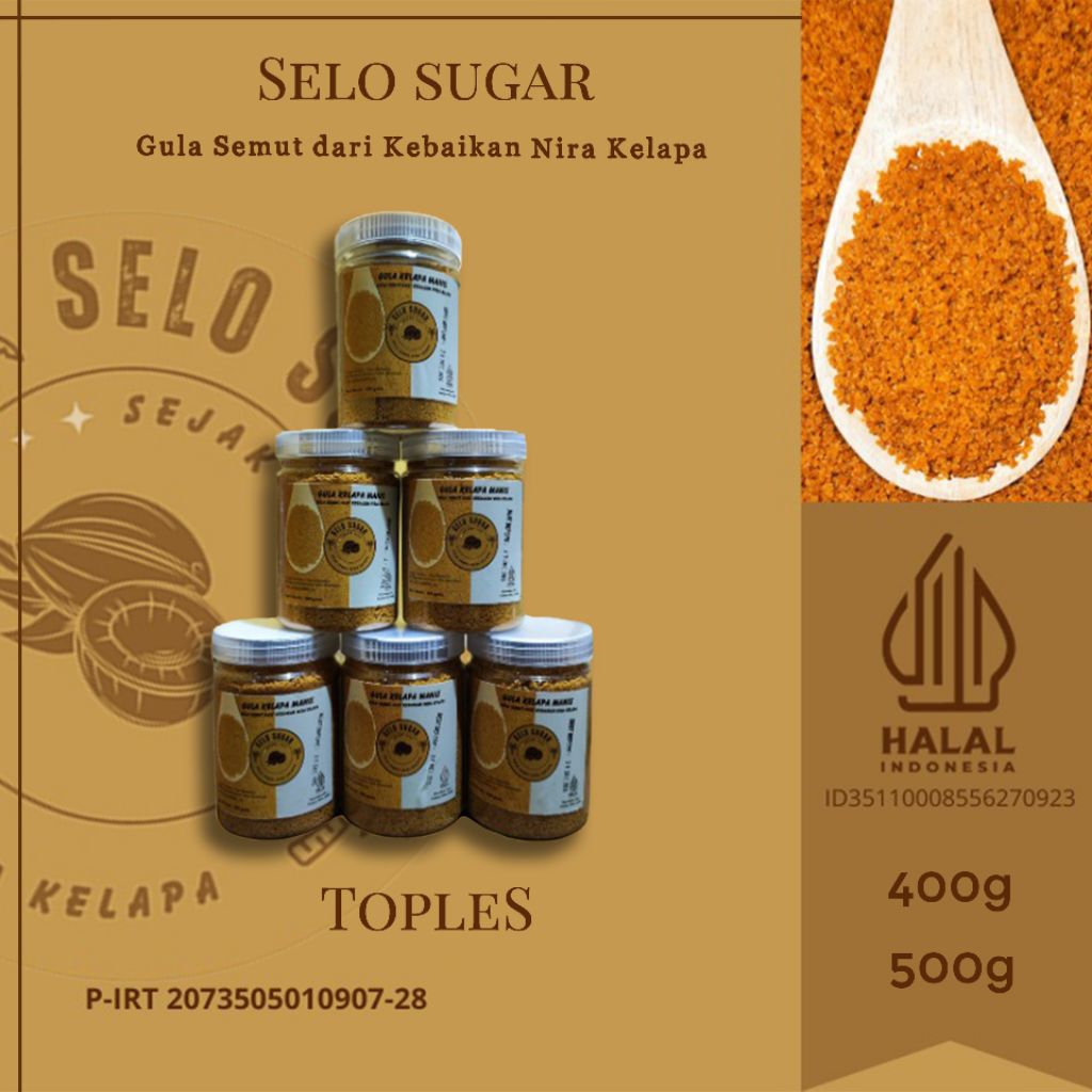 

Selosugar gula semut nira kelapa kemasan toples