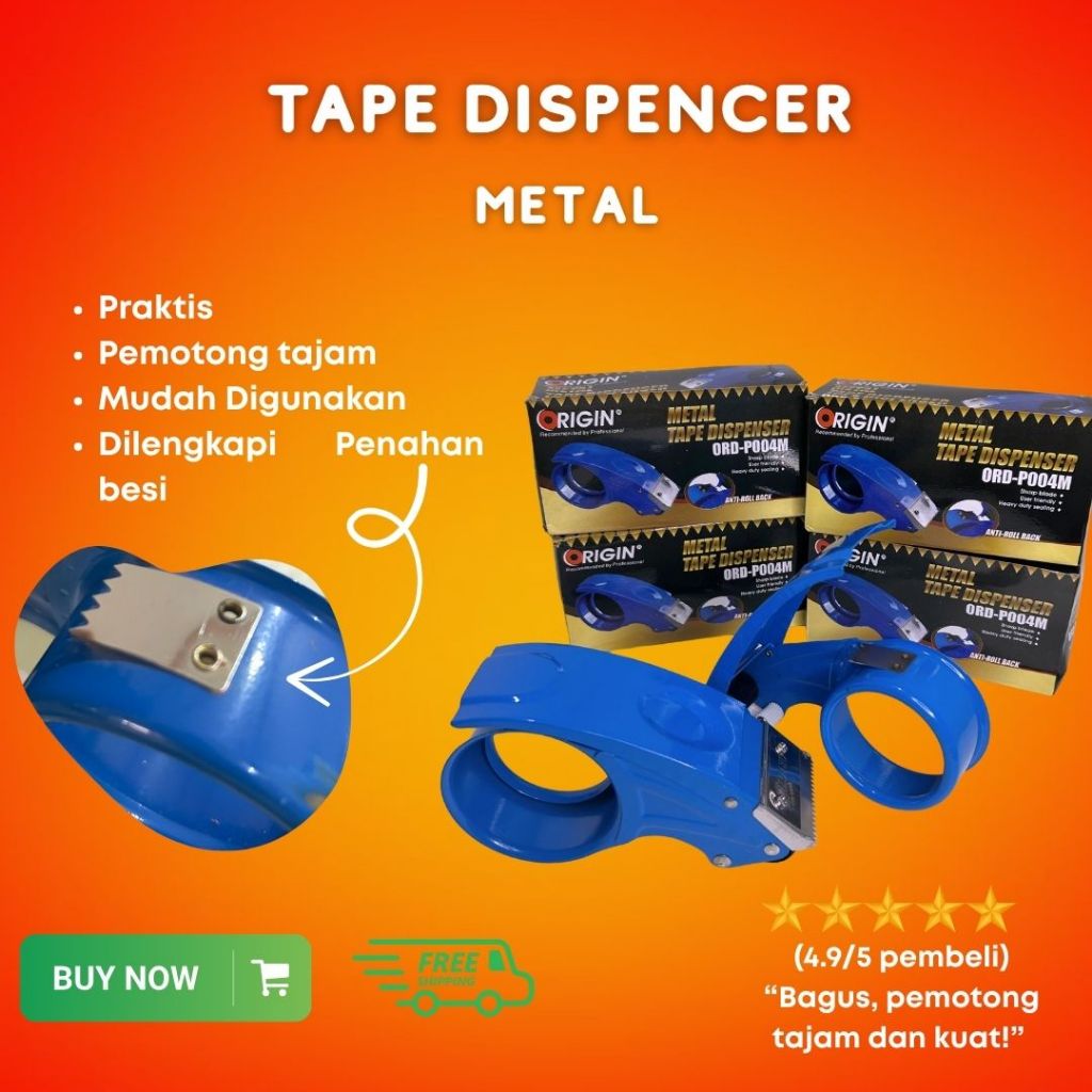 

Metal Tape Dispencer || Ada penahan BESI (lakban tidak mudah lepas) -READY STOCK-