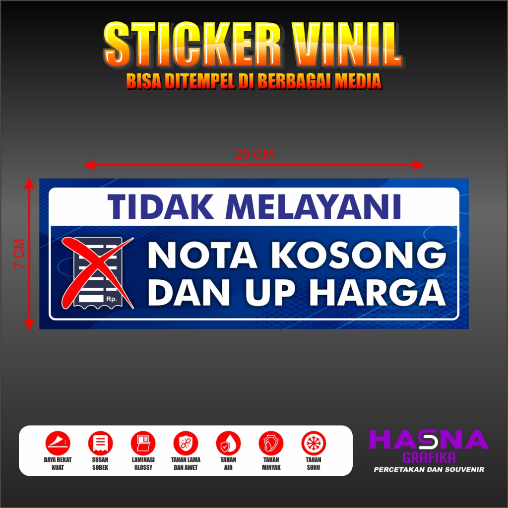 

Hasna Grafika Stiker Vinil Nota Kosong dan Up Harga