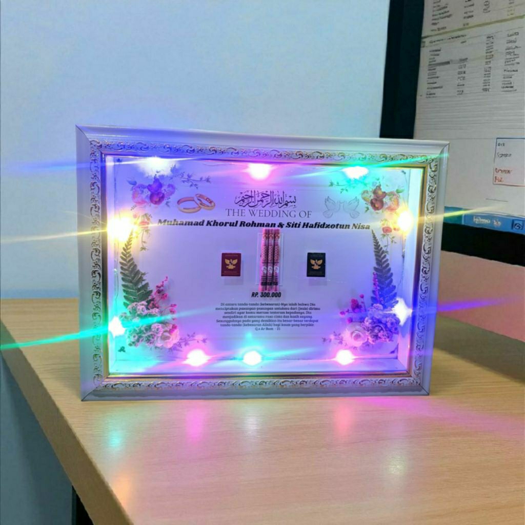 BINGKAI MAHAR 3D CUSTOM / FRAME 3D LIST GOLD/ FRAME MAHAR RUSTIC/ HANTARAN PERNIKAHAN