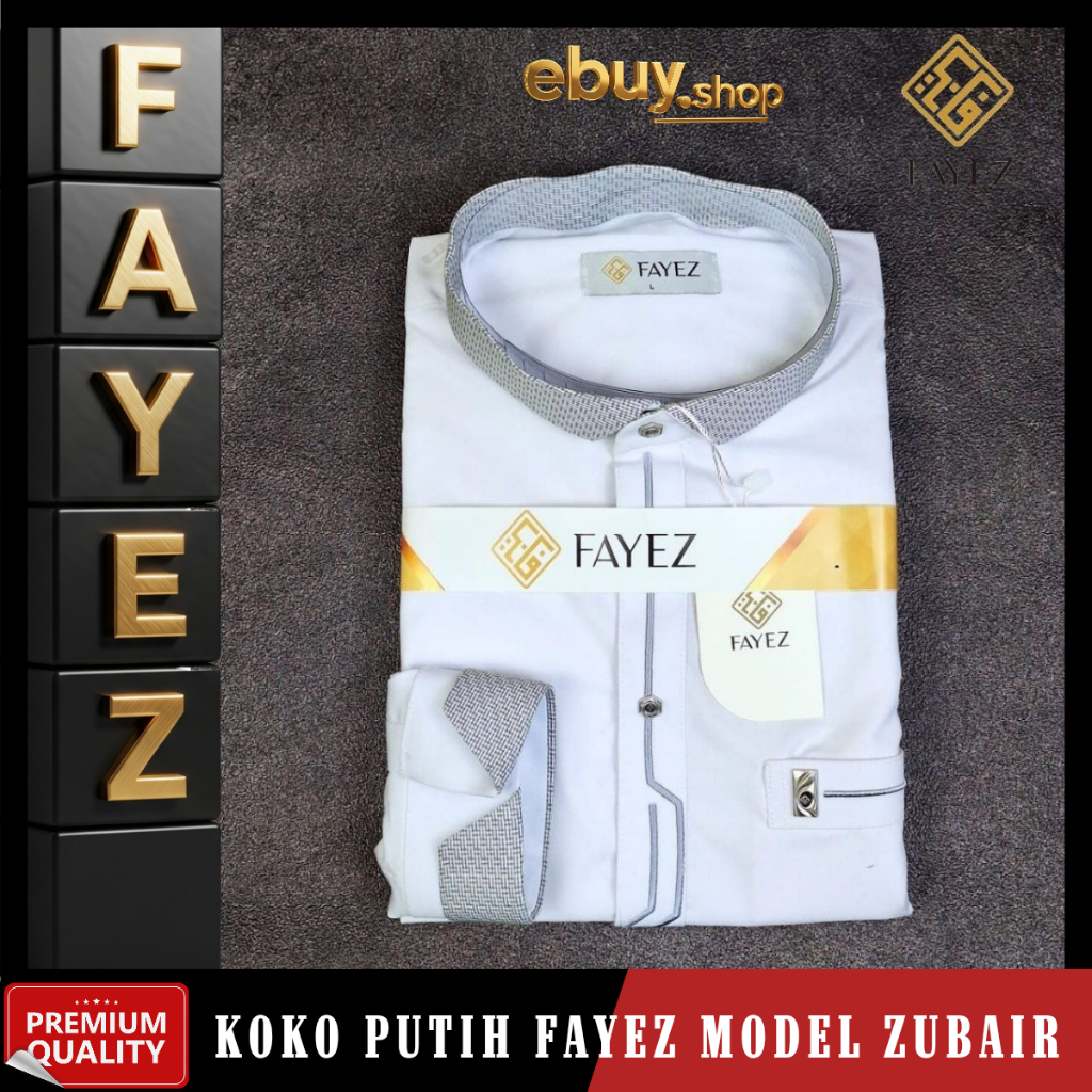 Koko Putih Fayez Model Zubair / Kemko Fayez Katun Lengan Panjang Manset