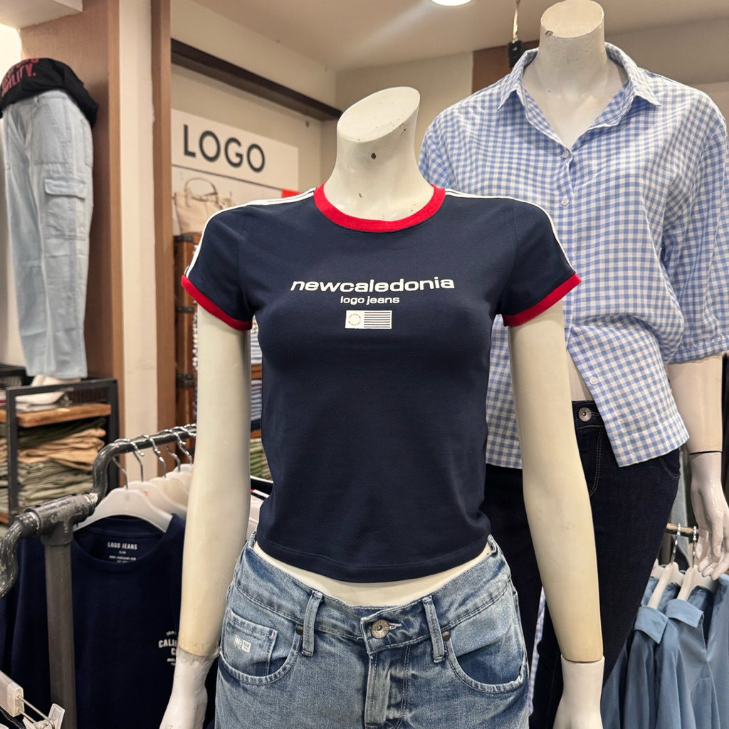 LOGO JEANS - NEW Kaos T-Shirt Crop Wanita (S-XL)