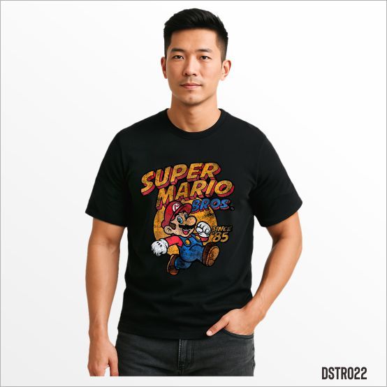 kaos baju Dewasa super mario bross vintage