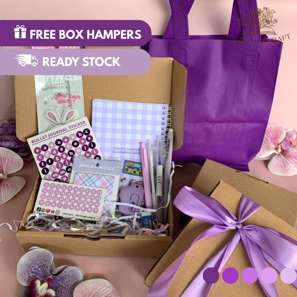 

hampers lilac paket kado alat tulis hampers stationery bingkisan kado ulangtahun kado perpisahan hampers ungu kado ulangtahun kado birthday gift