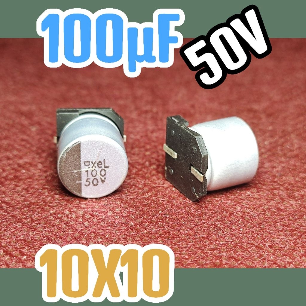 Solid kapasitor capasitor elko elco SMD 50v 100uf 50v 100 uf 50 v 50 volt 10x10 ORIGINAL