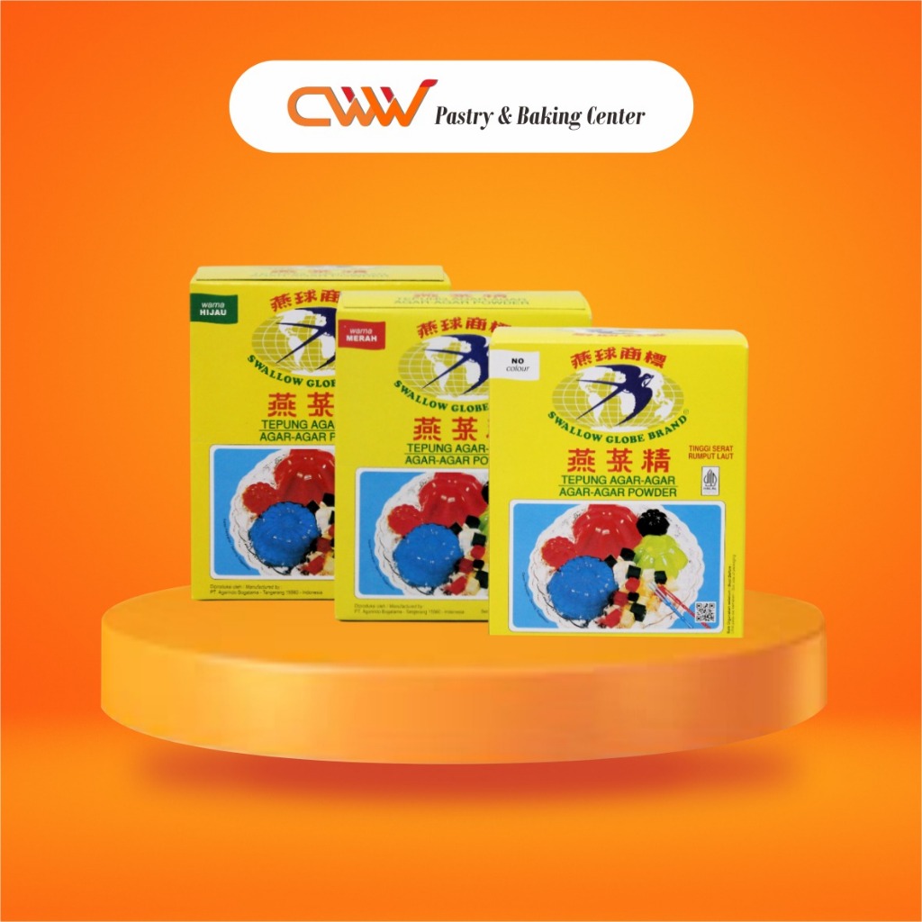 

Swallow Globe Tepung Agar Agar Hijau & Merah 1 Box 12Pcs Jeli Pudding Kenyal Snack Topping Makanan