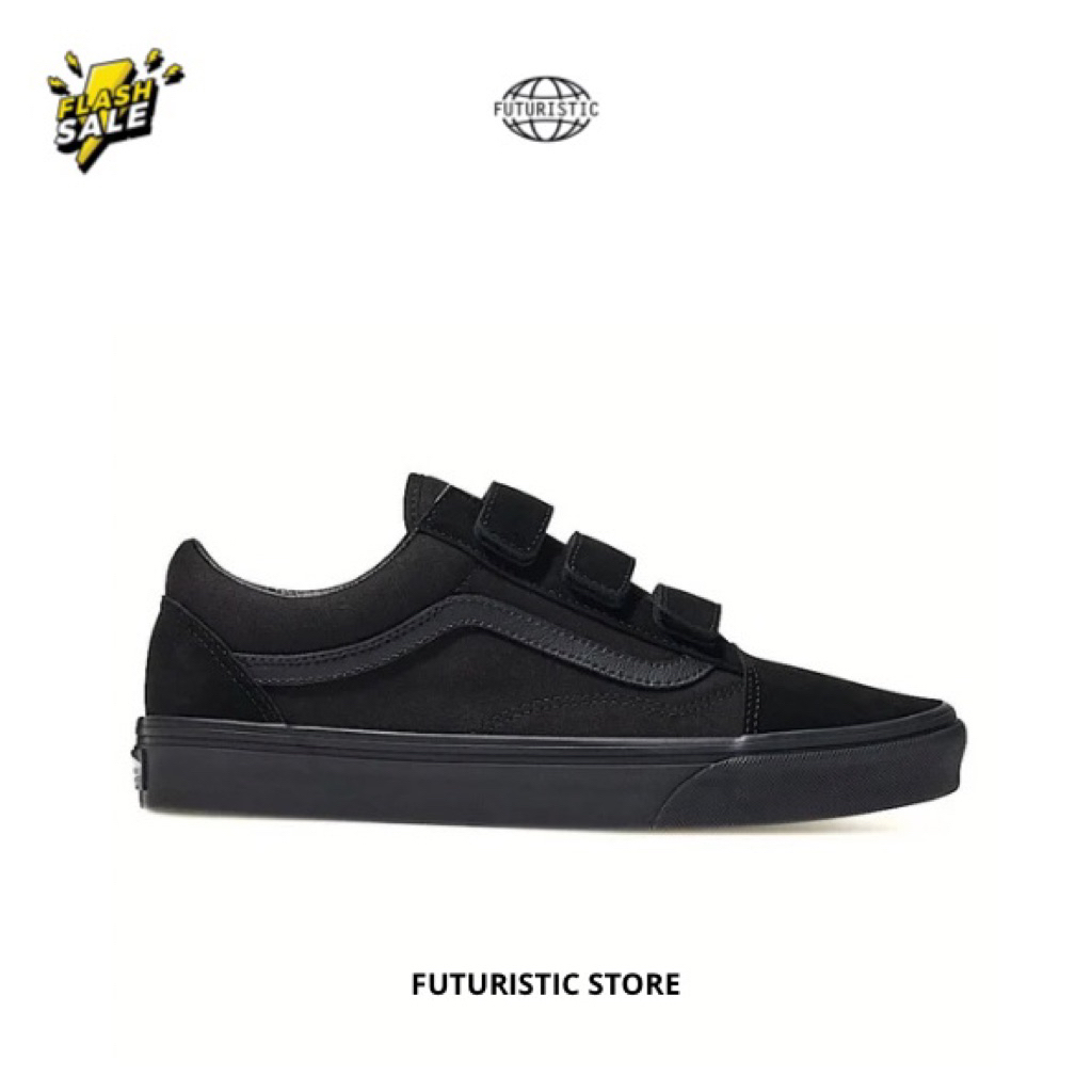 SEPATU VANS OLD SKOOL VELCRO FULL BLACK SUEDE