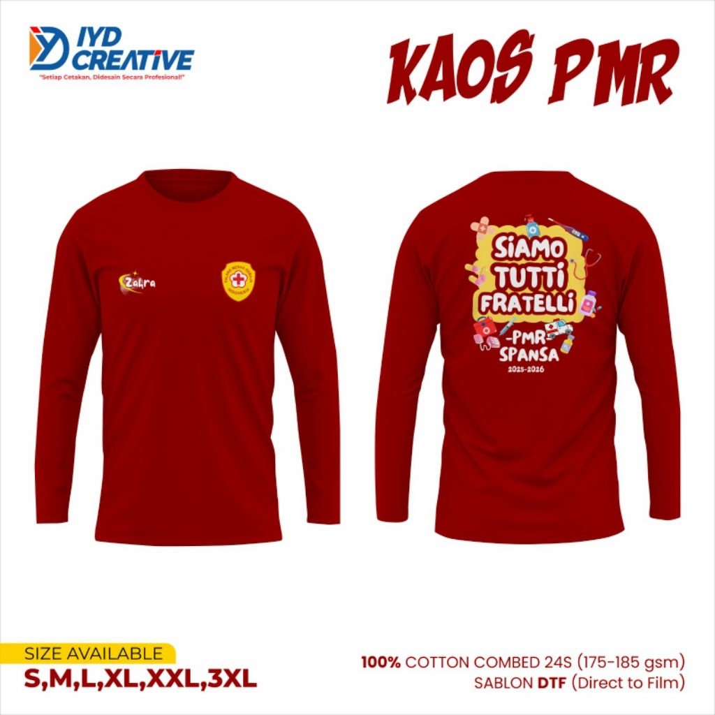Kaos PMR Lengan Panjang – Cotton Combed 24s, Sablon DTF, Desain Eksklusif PMR