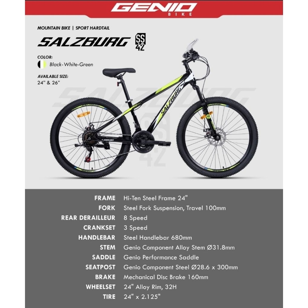 TERMURAH...Sepeda MTB Gunung 20 24 26 inch GENIO SALZBURG SS 42  SS42 Mountain Bike