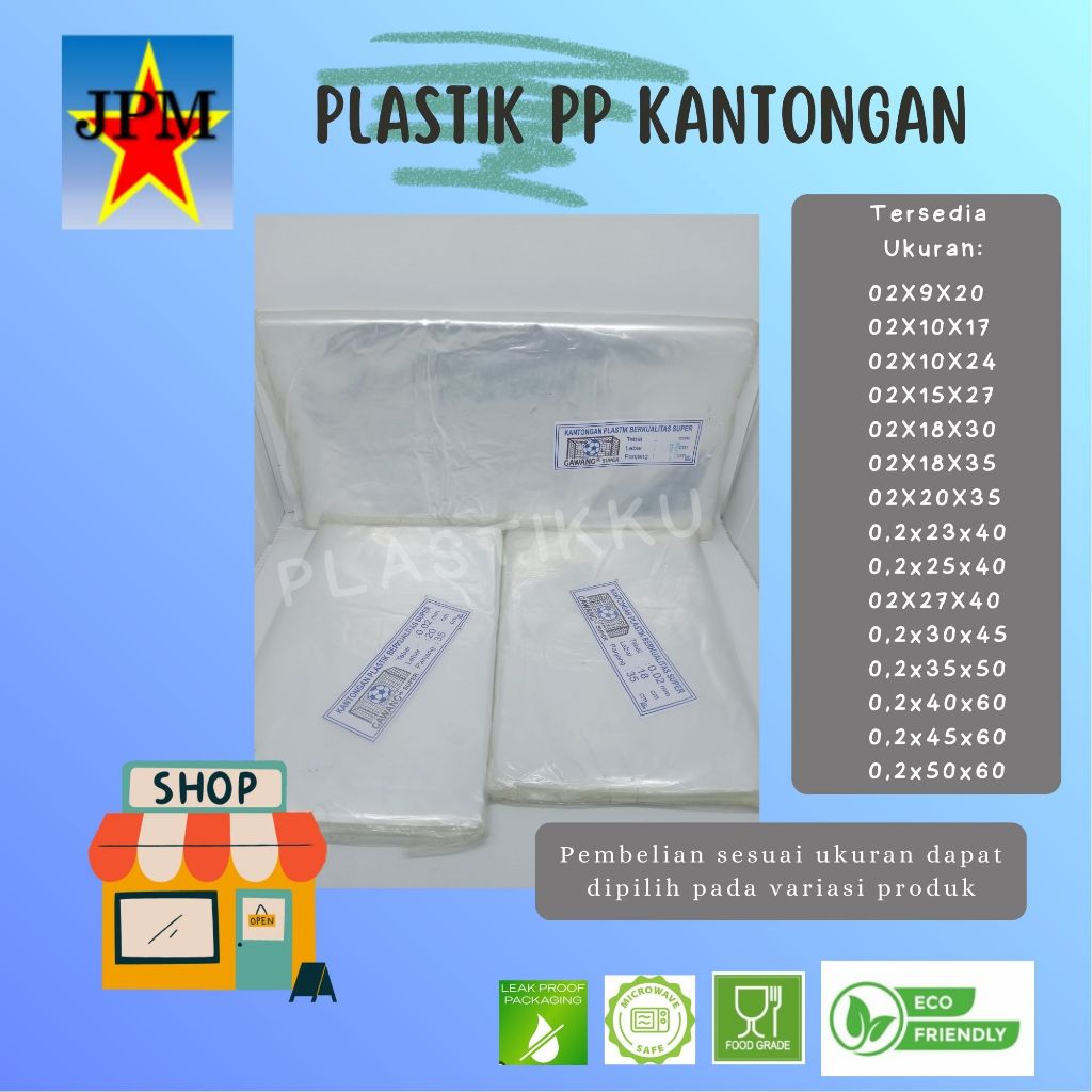 PP Kantongan Gawang Tebal 0,2 / plastik kantongan / Plastik Bening Kantongan Gawang / PP Kantongan M