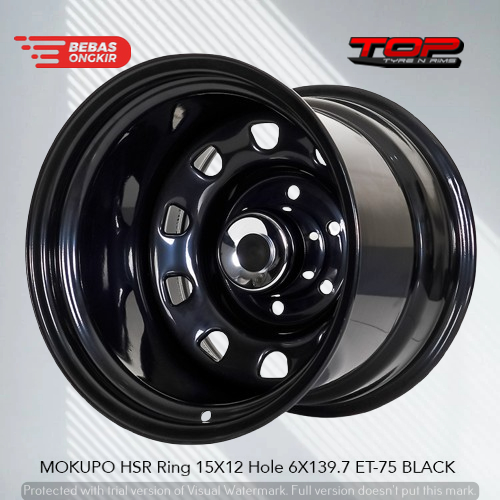 Velg Besi HSR Lebar 12 Inch R15 - Pelek Mobil Untuk Pcd 6X139,7 Warna Black Murah Ring 15