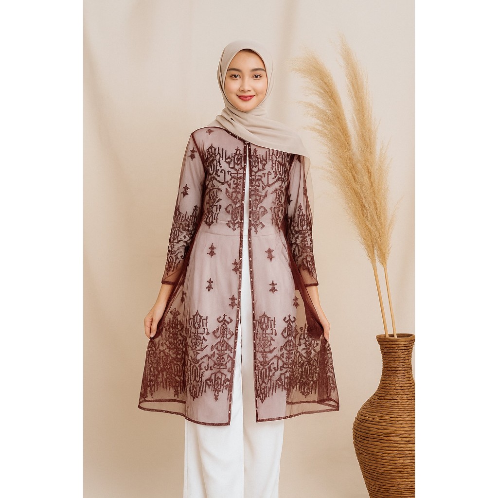 TUNIK BRUKAT PAYET mutiara