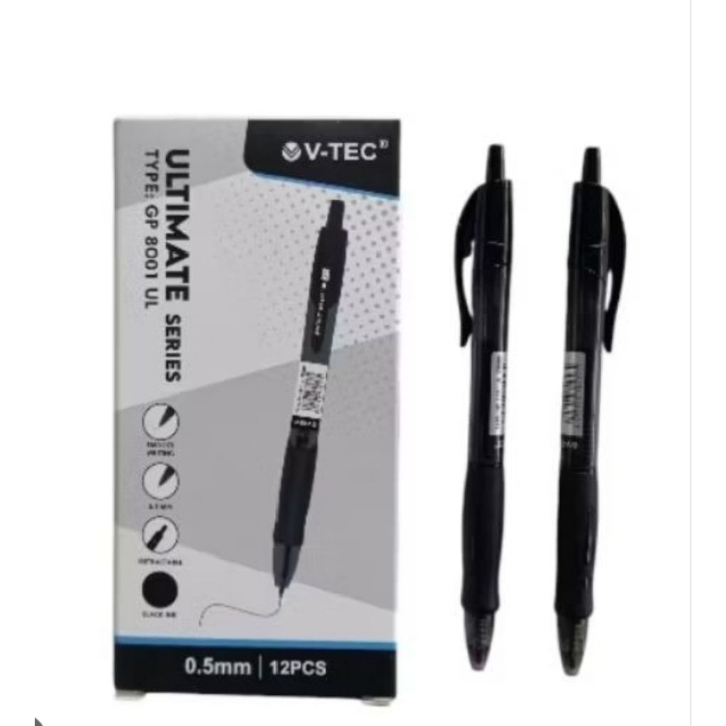 

V-TEC RETRACTABLE GEL PEN GP 8001 UL(BLACK) PACK