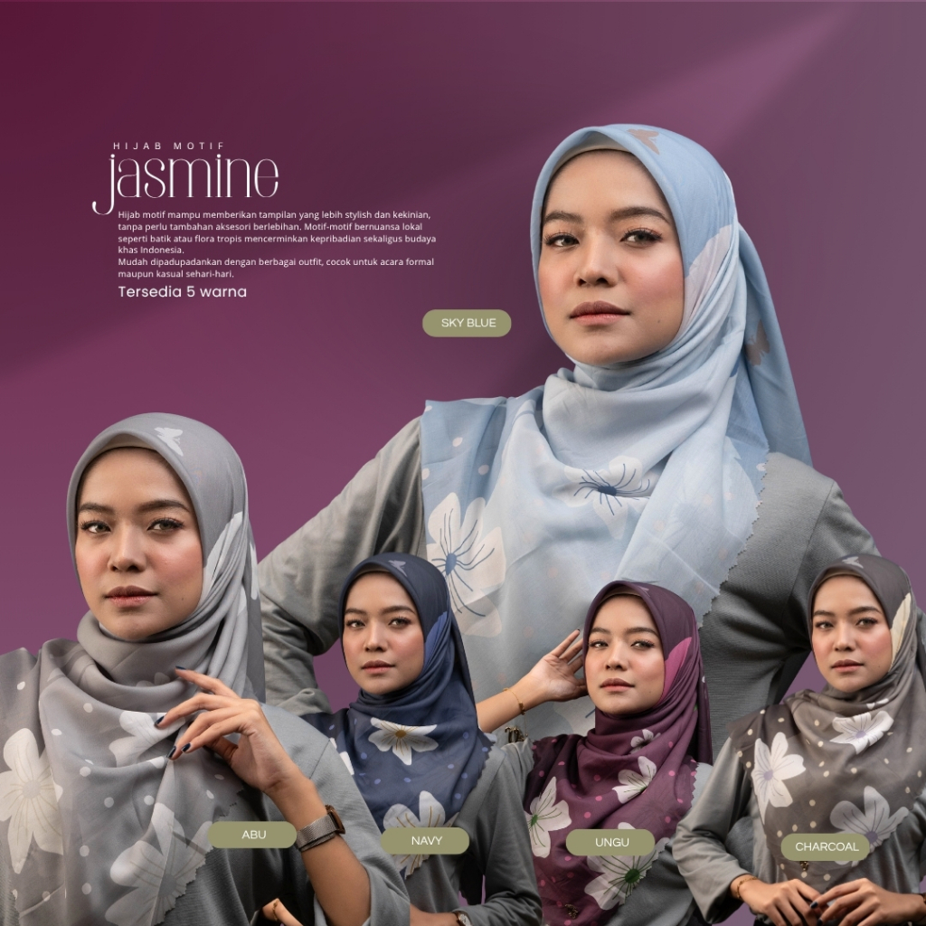 Hijab Motif Printing Metal Logo Varisha/Hijab Segiempat #1