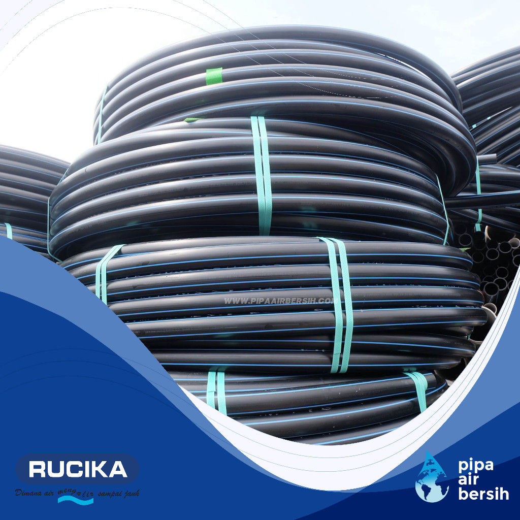 Pipa HDPE Rucika 1,5 inch SDR 17 PN 10 Panjang 100 meter / Rucika Black HDPE 50mm