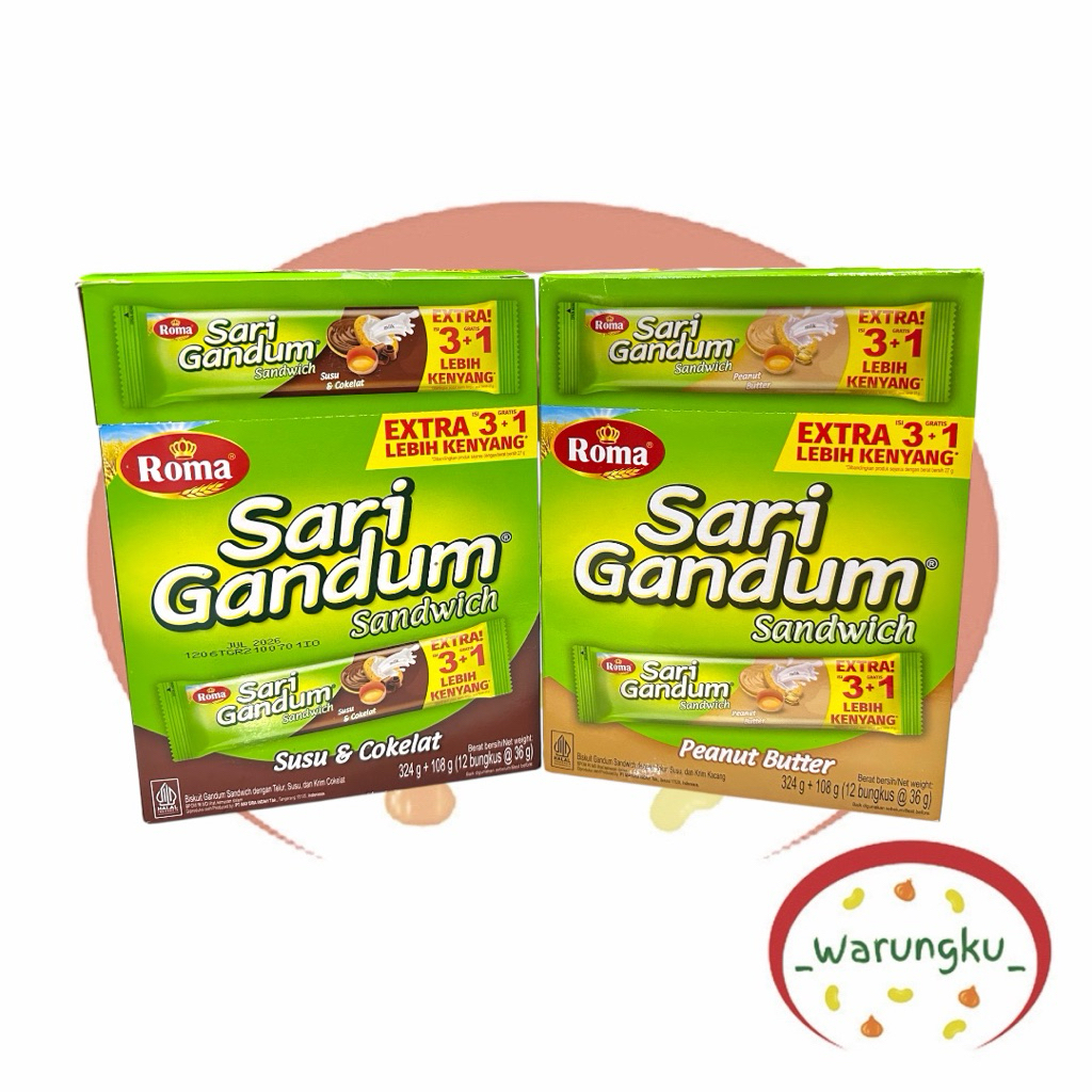

[BOX] Sari Gandum Sandwich isi 12PCS Coklat Peanut Butter Roma