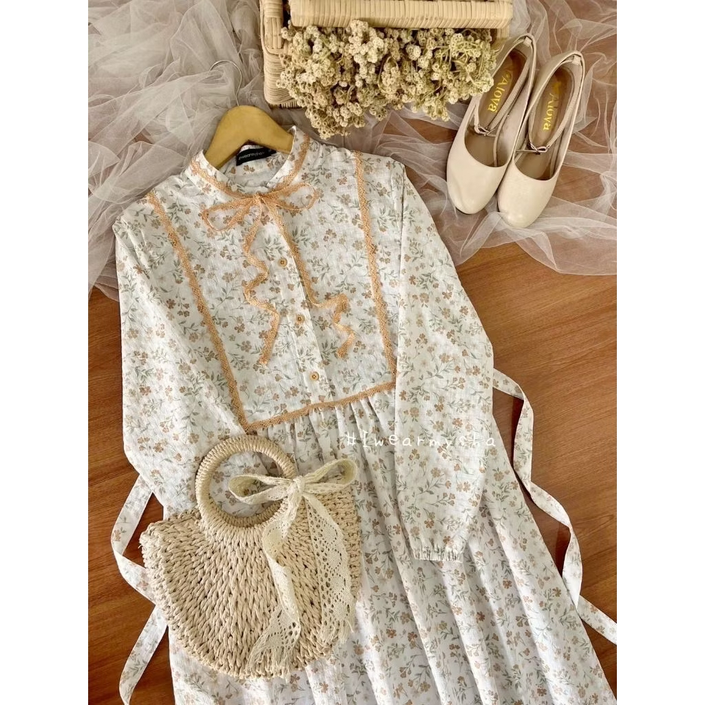 CHLOE DRESS : FRESHIA HONEY Gamis Motif Bunga Korean Dress Style Size S M L XL Mysha Iwearmysha