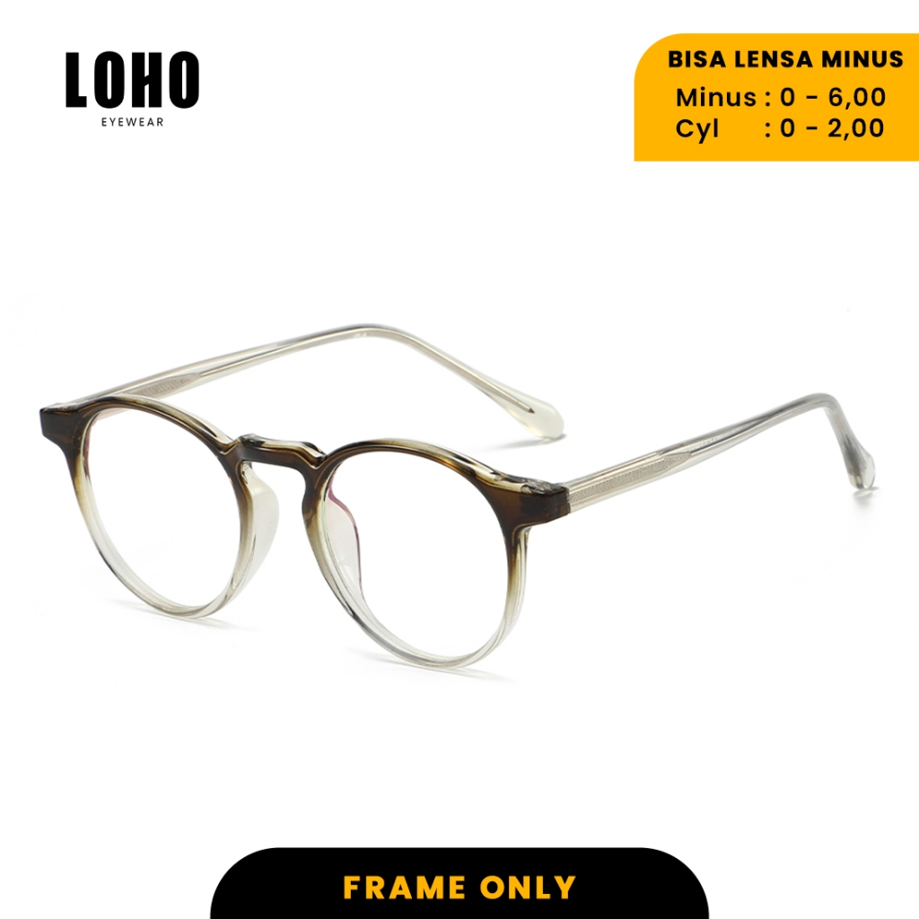 LOHO Kacamata Anti Radiasi Minus Photocromic Bluecromic Bentuk Bulat Anti Uv Anti Blue Light Bahan T