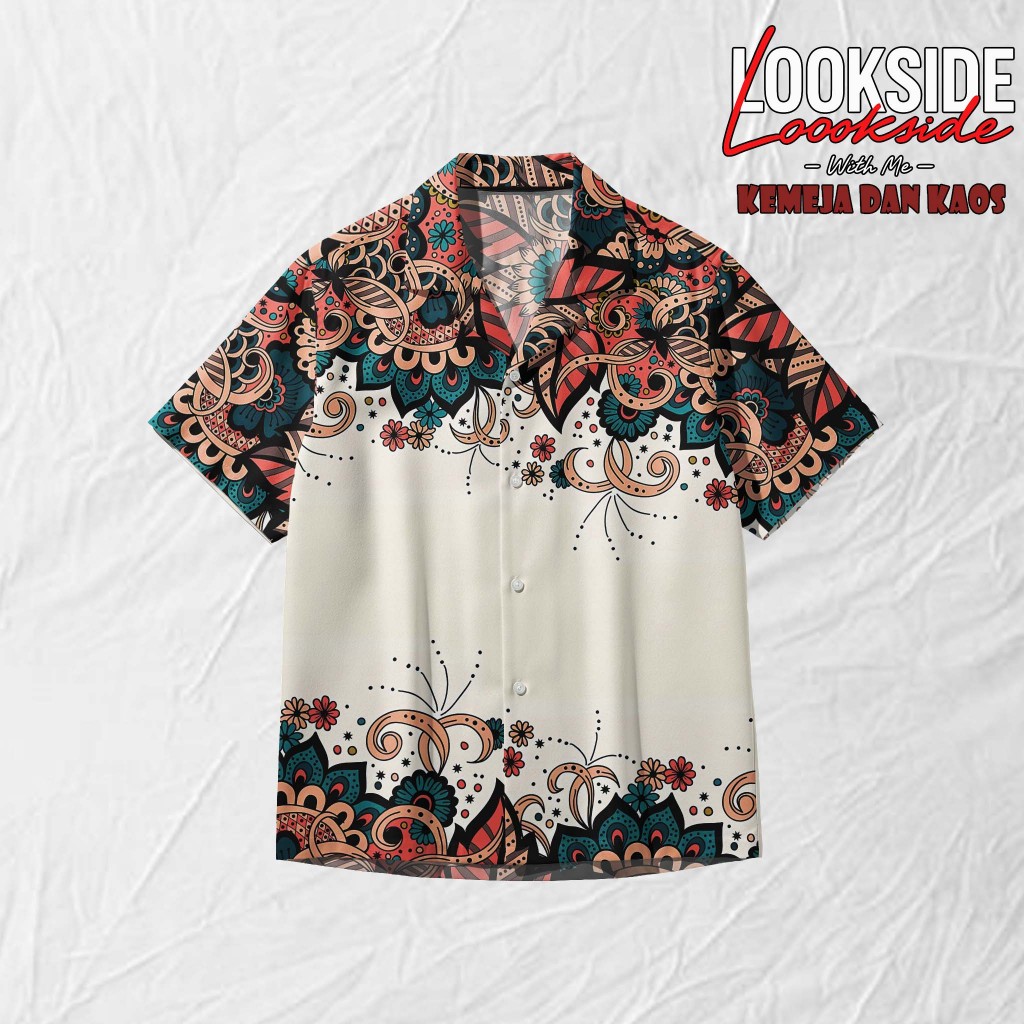 LOOKSIDE Kemeja Bohemian Paisley – Baju Pria Motif Etnik Floral Warna | LS96