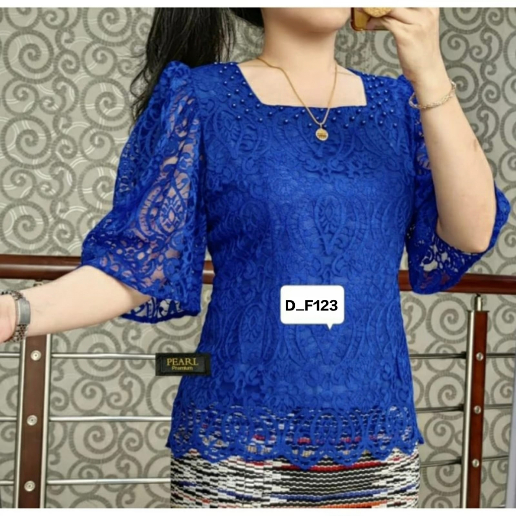 MJ_75 - Atasan Renda Brokat / Blouse Kebaya Modern Tangan Kembang / Kebaya Batak Medan