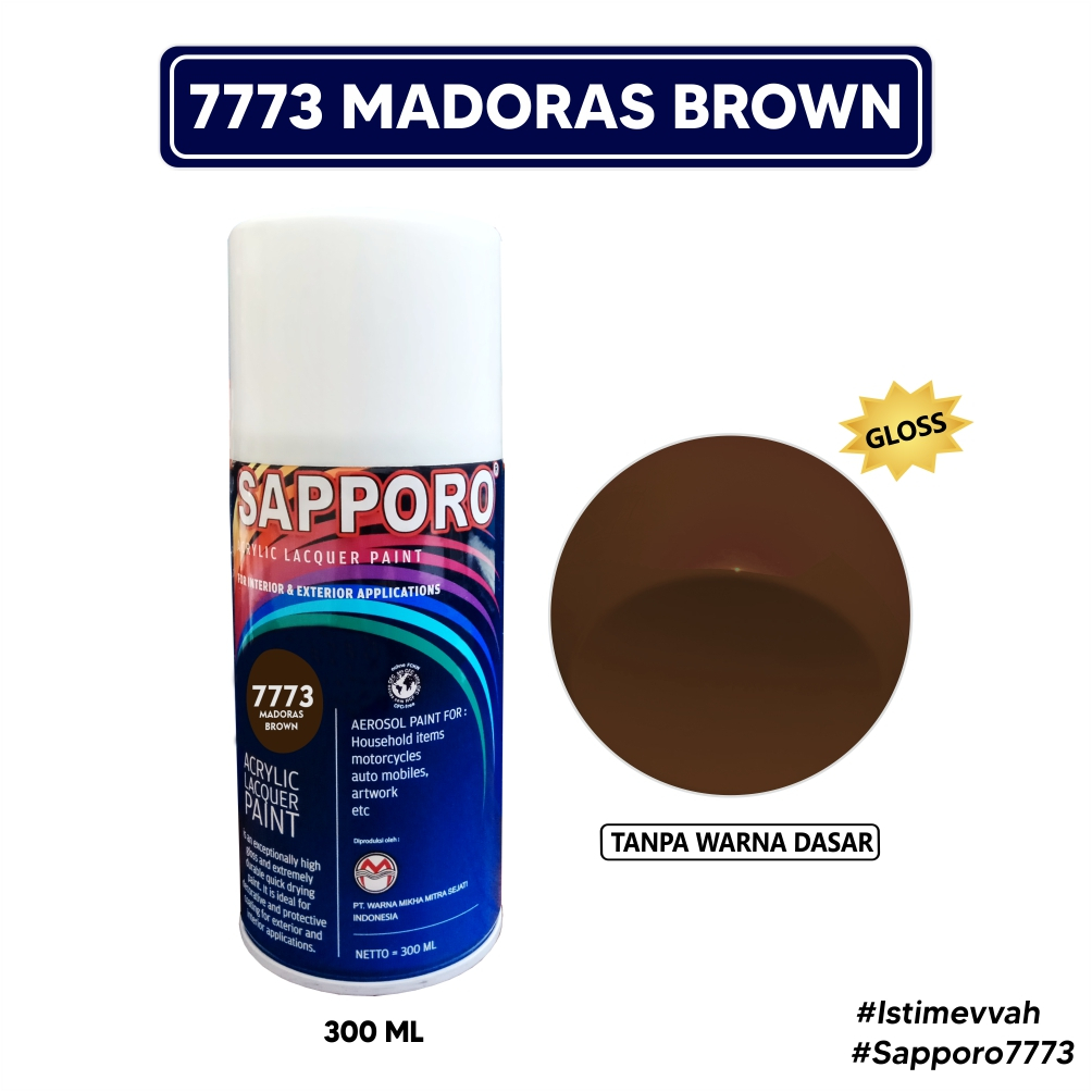 Sapporo 300cc 7773 Madoras Brown/Cat semprot/Sapporo spray/Pylox/Pilok/Cat semprot medan murah/Stand
