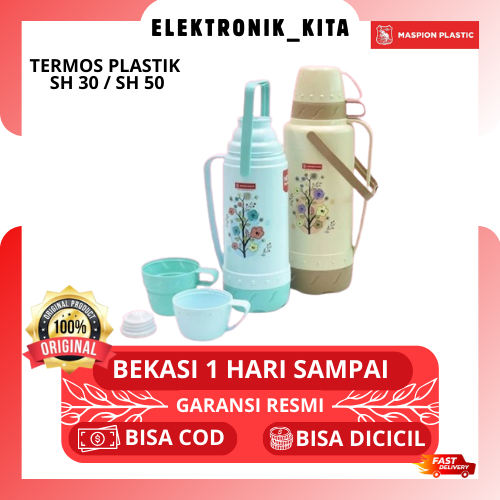 MASPION TERMOS PLASTIK AIR PANAS SH 30 / SH 50 TERMOS 1.2 LITER - 2 LITER BEKASI MURAH